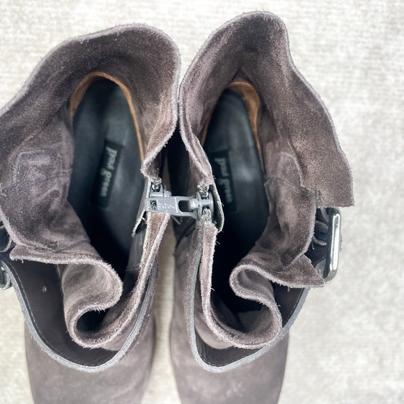 Paul Green Boots Womens 4.5/ 7 Denver Ankle Bootie Shoes Brown Suede Buckle Boho - Picture 8 of 11